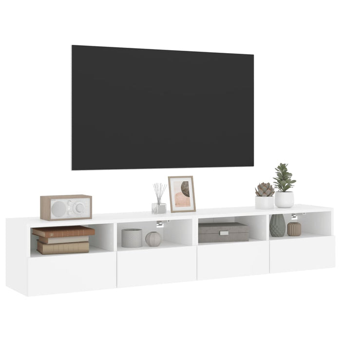 Comode TV de perete, 2 buc., alb, 80x30x30 cm, lemn prelucrat - WALTI WALTI