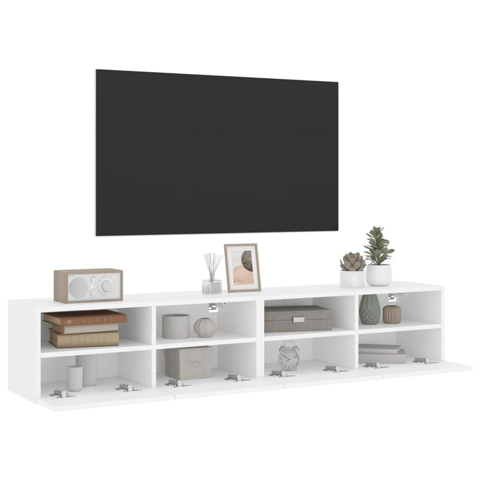 Comode TV de perete, 2 buc., alb, 80x30x30 cm, lemn prelucrat - WALTI WALTI