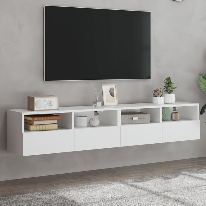 Comode TV de perete, 2 buc., alb, 80x30x30 cm, lemn prelucrat - WALTI WALTI
