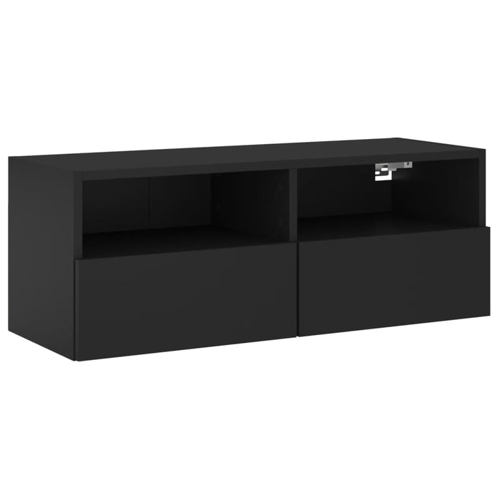 Comode TV de perete, negru, 80x30x30 cm, lemn prelucrat WALTI