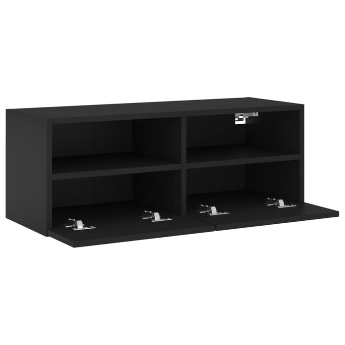 Comode TV de perete, negru, 80x30x30 cm, lemn prelucrat WALTI