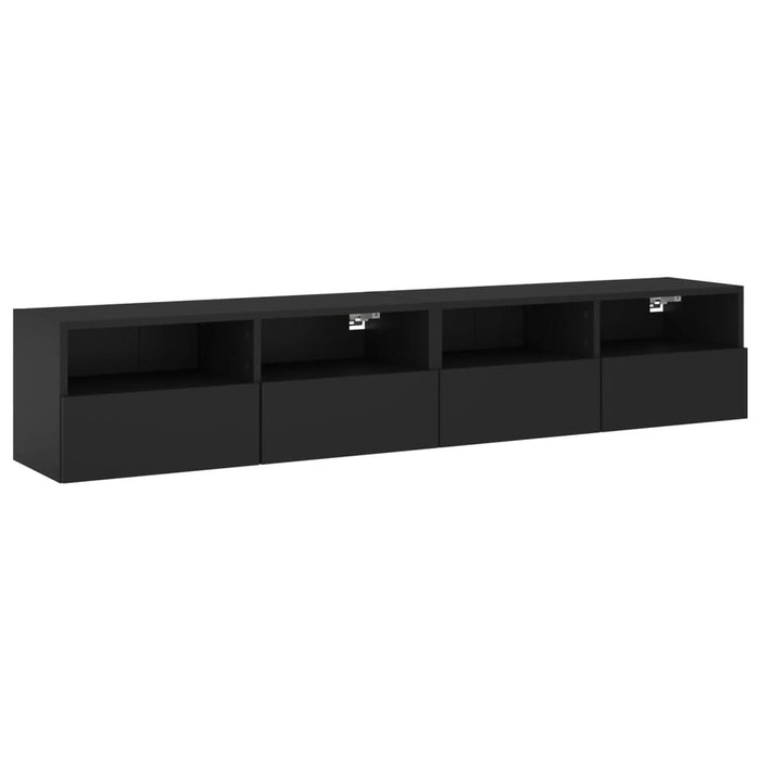 Comode TV de perete, 2 buc., negru, 80x30x30 cm, lemn prelucrat WALTI
