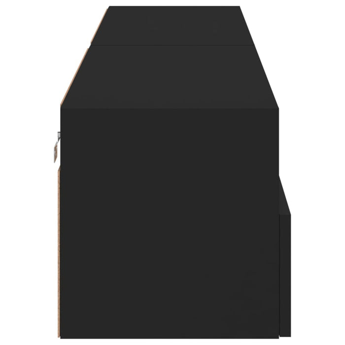 Comode TV de perete, 2 buc., negru, 80x30x30 cm, lemn prelucrat WALTI