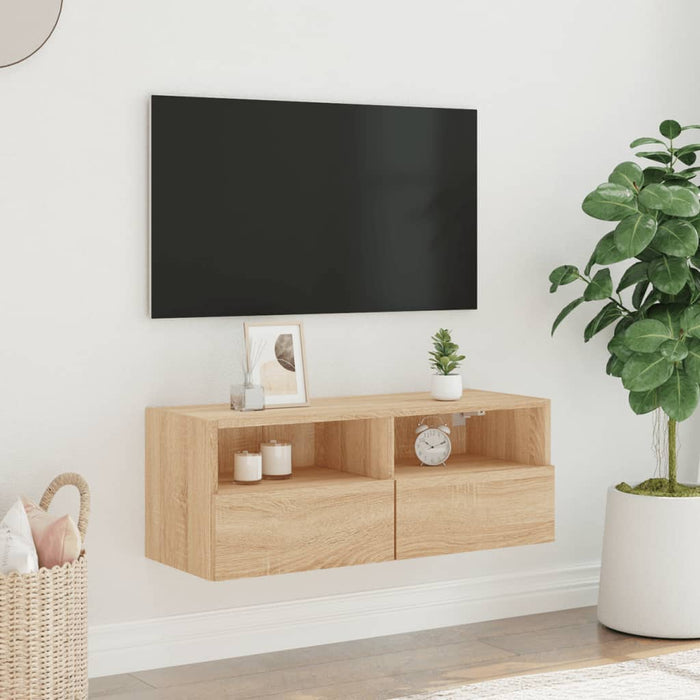Comode TV de perete, stejar sonoma, 80x30x30 cm, lemn prelucrat - WALTI WALTI