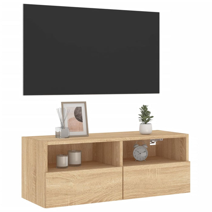 Comode TV de perete, stejar sonoma, 80x30x30 cm, lemn prelucrat - WALTI WALTI