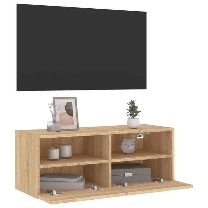 Comode TV de perete, stejar sonoma, 80x30x30 cm, lemn prelucrat - WALTI WALTI