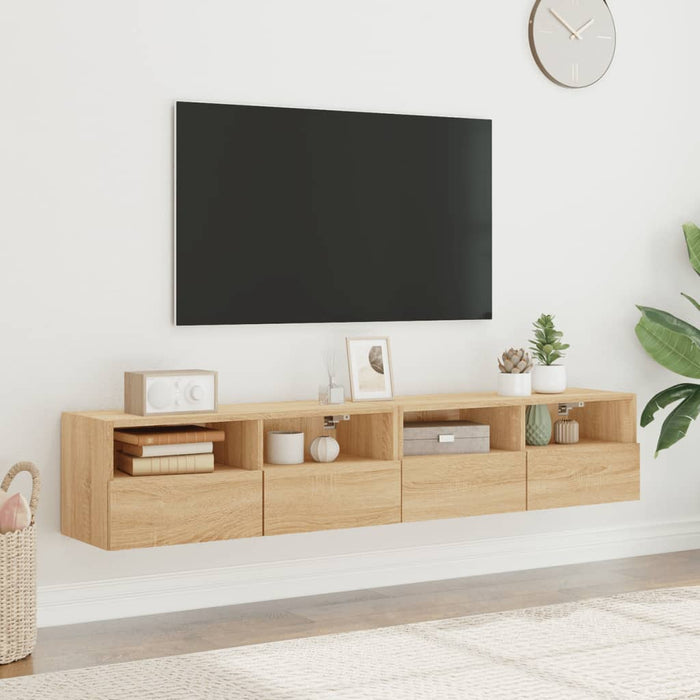 Comode TV de perete, 2 buc., stejar sonoma, 80x30x30 cm, lemn - WALTI WALTI