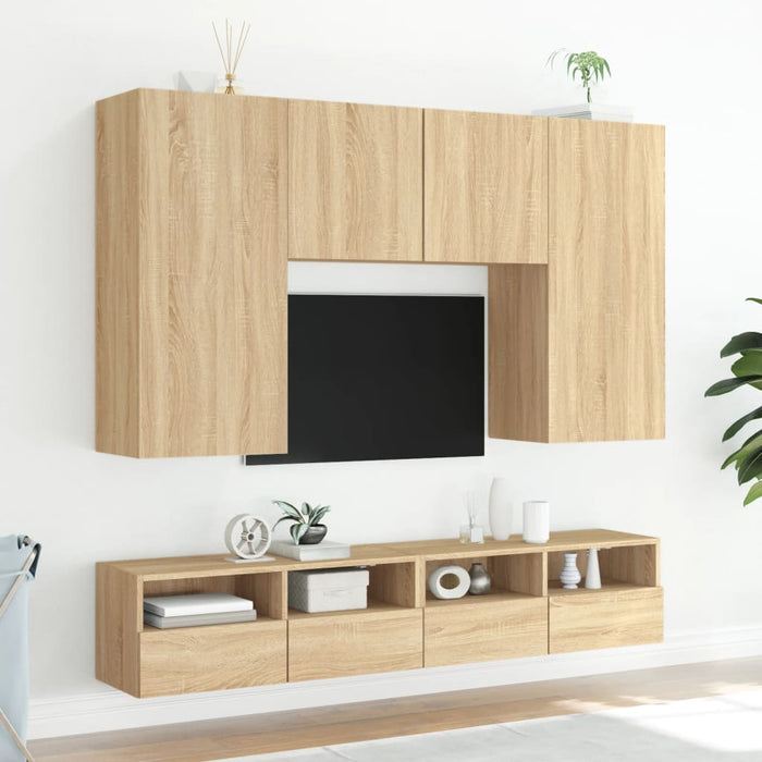 Comode TV de perete, 2 buc., stejar sonoma, 80x30x30 cm, lemn - WALTI WALTI