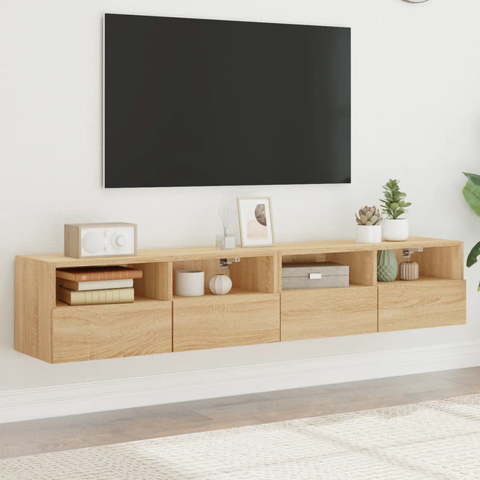Comode TV de perete, 2 buc., stejar sonoma, 80x30x30 cm, lemn - WALTI WALTI