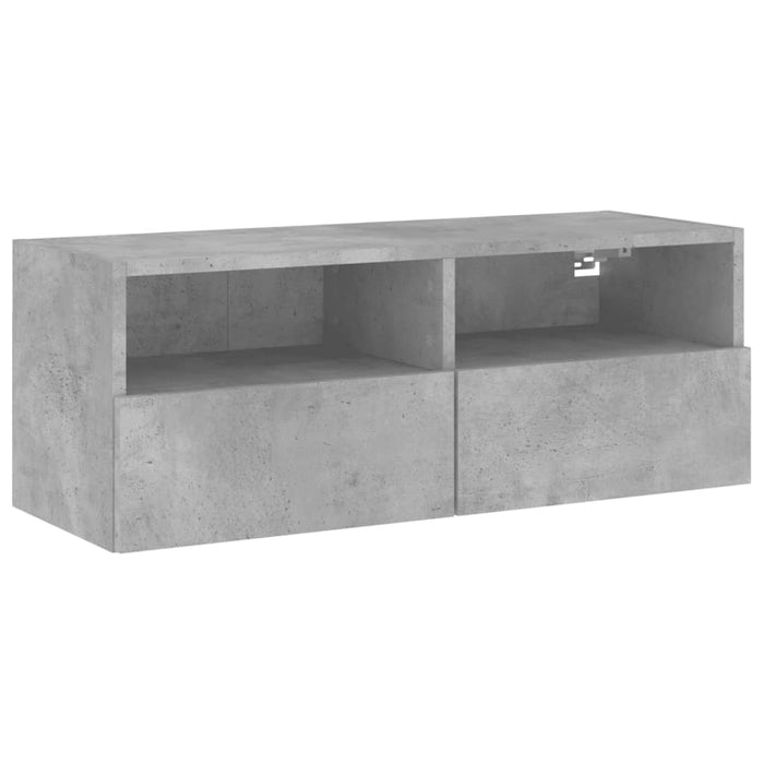 Comode TV de perete, gri beton, 80x30x30 cm, lemn prelucrat - WALTI WALTI