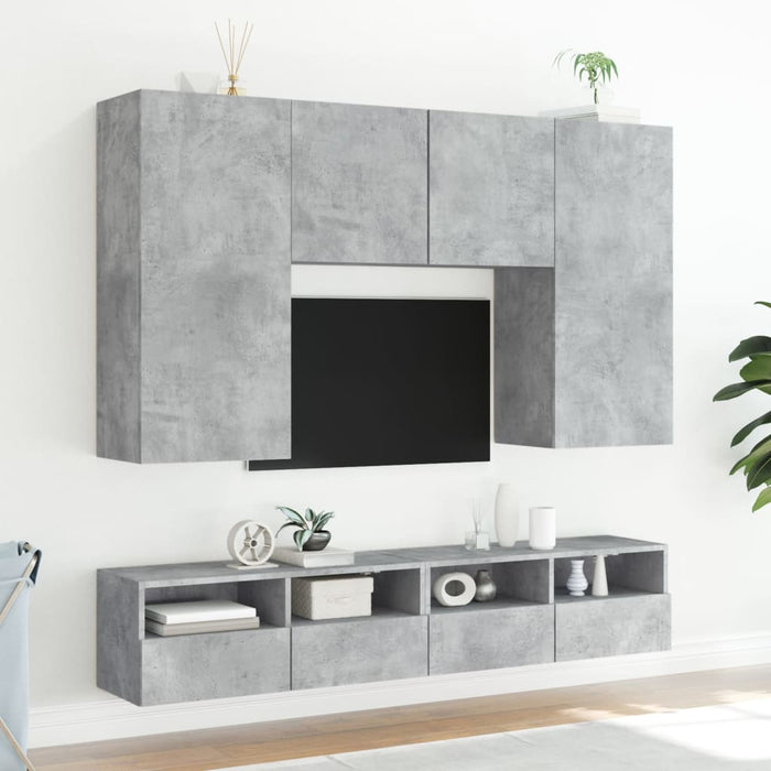 Comode TV de perete, gri beton, 80x30x30 cm, lemn prelucrat - WALTI WALTI