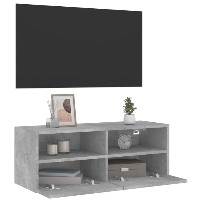 Comode TV de perete, gri beton, 80x30x30 cm, lemn prelucrat - WALTI WALTI