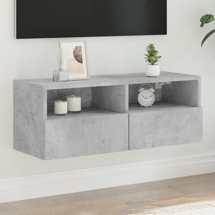 Comode TV de perete, gri beton, 80x30x30 cm, lemn prelucrat - WALTI WALTI