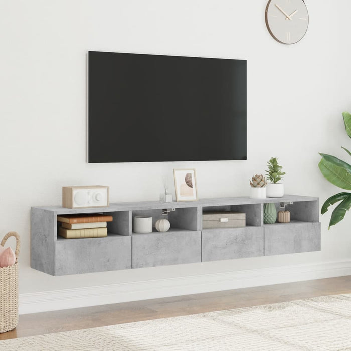 Comode TV de perete, 2 buc., gri beton, 80x30x30 cm, lemn - WALTI WALTI