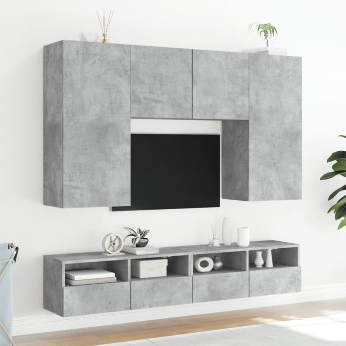 Comode TV de perete, 2 buc., gri beton, 80x30x30 cm, lemn - WALTI WALTI