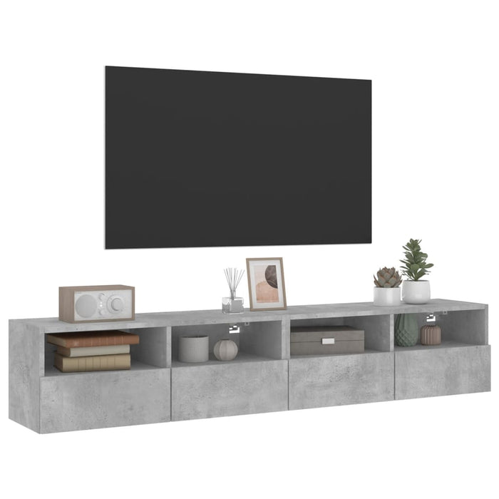 Comode TV de perete, 2 buc., gri beton, 80x30x30 cm, lemn - WALTI WALTI