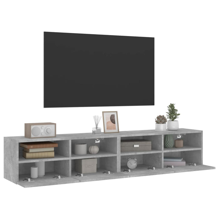 Comode TV de perete, 2 buc., gri beton, 80x30x30 cm, lemn - WALTI WALTI