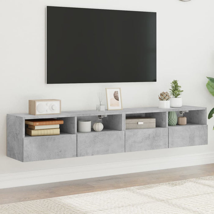 Comode TV de perete, 2 buc., gri beton, 80x30x30 cm, lemn - WALTI WALTI