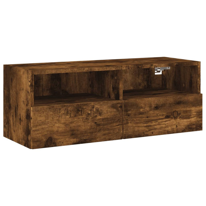 Comodă TV de perete stejar fumuriu 80x30x30 cm lemn prelucrat - WALTI WALTI