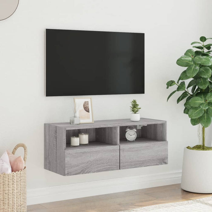 Comodă TV de perete, gri sonoma, 80x30x30 cm, lemn prelucrat - WALTI WALTI