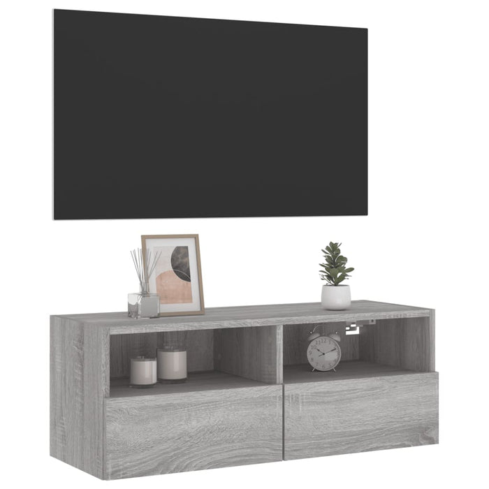 Comodă TV de perete, gri sonoma, 80x30x30 cm, lemn prelucrat - WALTI WALTI