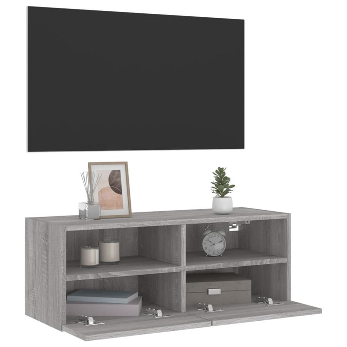 Comodă TV de perete, gri sonoma, 80x30x30 cm, lemn prelucrat - WALTI WALTI
