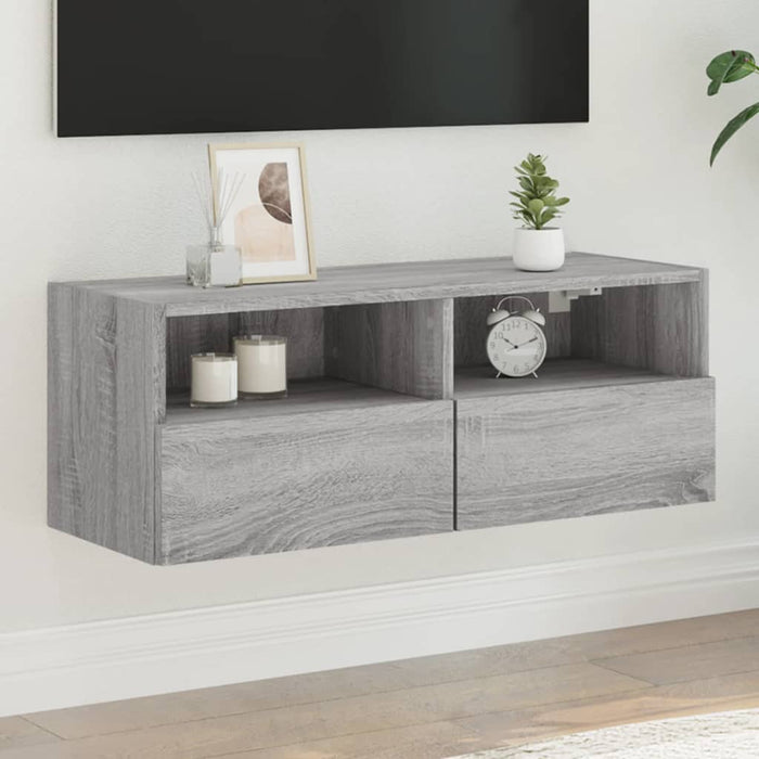 Comodă TV de perete, gri sonoma, 80x30x30 cm, lemn prelucrat - WALTI WALTI