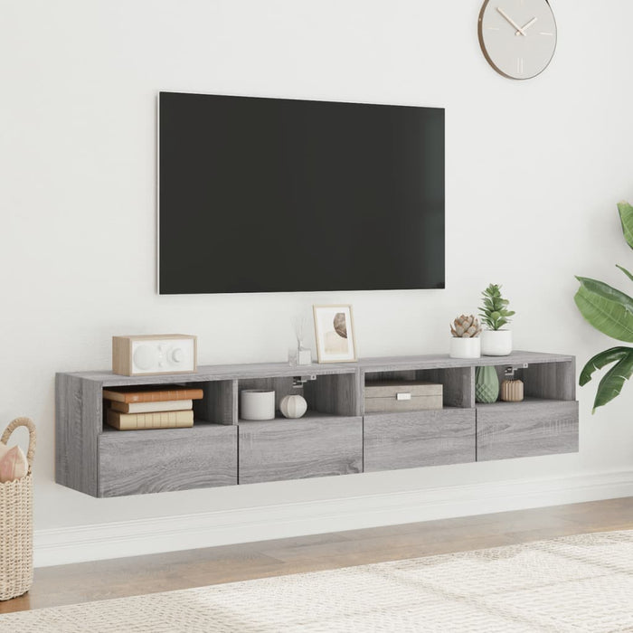 Comode TV de perete, 2 buc., gri sonoma, 80x30x30 cm, lemn - WALTI WALTI