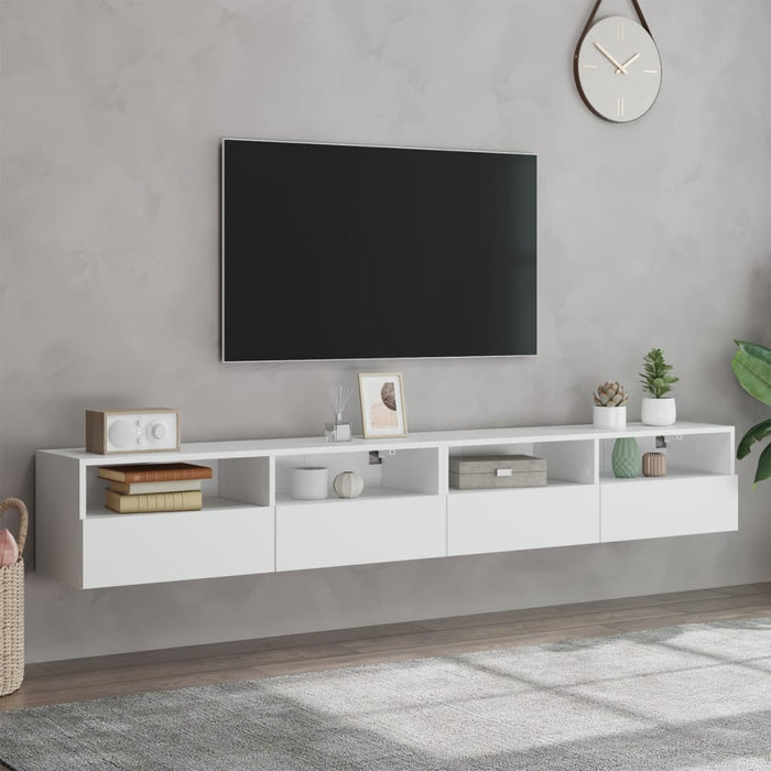Dulapuri TV de perete 2 buc. alb 100x30x30 cm lemn compozit - WALTI WALTI
