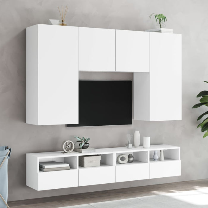 Dulapuri TV de perete 2 buc. alb 100x30x30 cm lemn compozit - WALTI WALTI