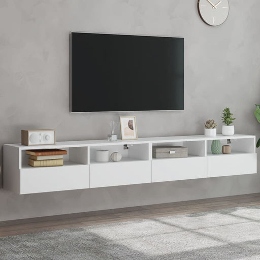 Dulapuri TV de perete 2 buc. alb 100x30x30 cm lemn compozit - WALTI WALTI