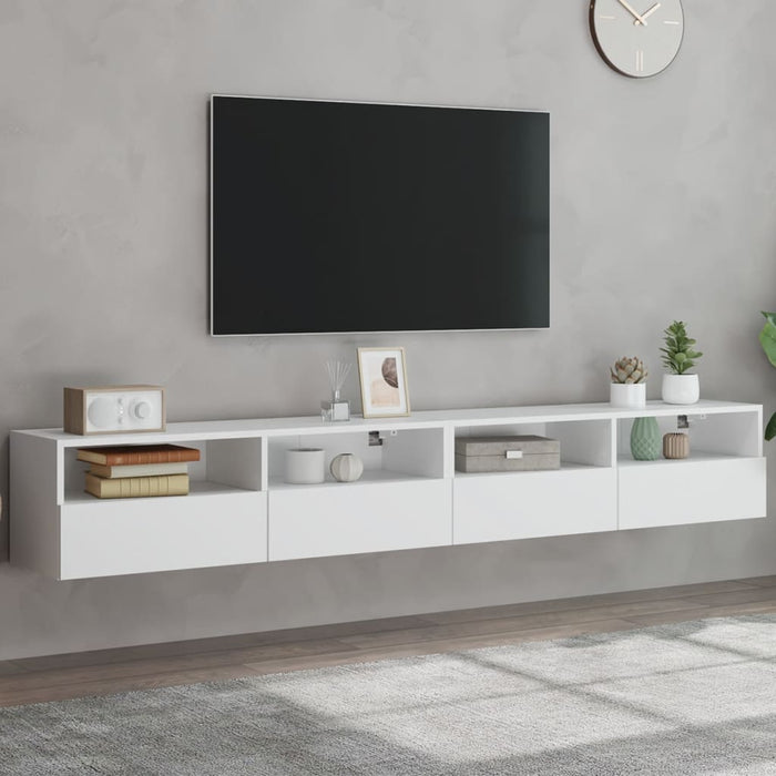 Dulapuri TV de perete 2 buc. alb 100x30x30 cm lemn compozit - WALTI WALTI