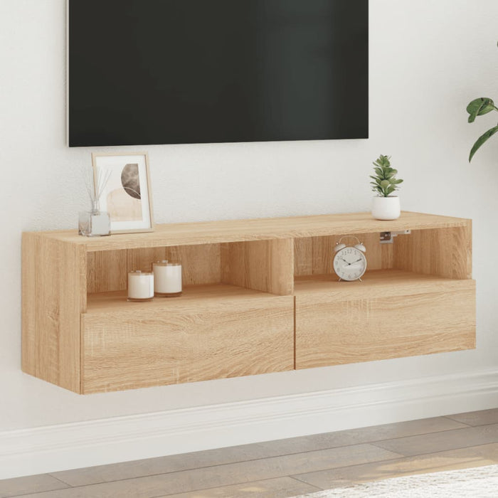 Comodă TV de perete, stejar sonoma, 100x30x30 cm lemn prelucrat - WALTI WALTI
