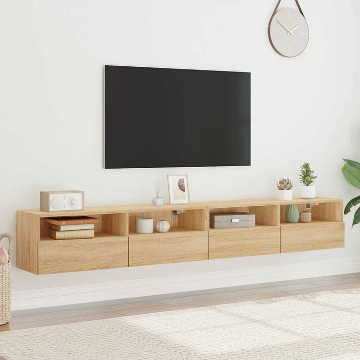 Dulapuri TV de perete 2 buc. stejar sonoma 100x30x30 cm lemn - WALTI WALTI