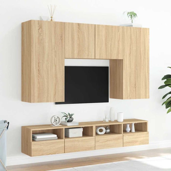Dulapuri TV de perete 2 buc. stejar sonoma 100x30x30 cm lemn - WALTI WALTI