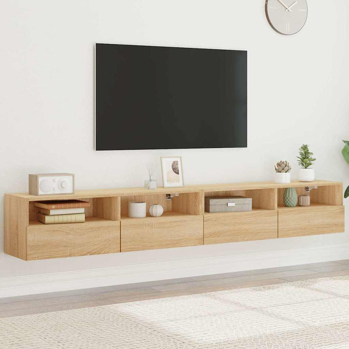 Dulapuri TV de perete 2 buc. stejar sonoma 100x30x30 cm lemn - WALTI WALTI