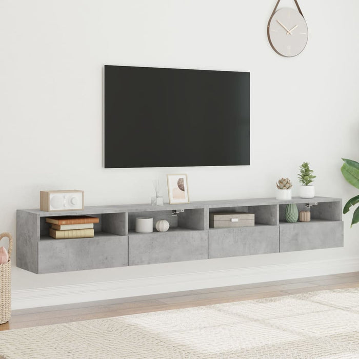 Comode TV de perete, 2 buc., gri beton, 100x30x30 cm, lemn - WALTI WALTI