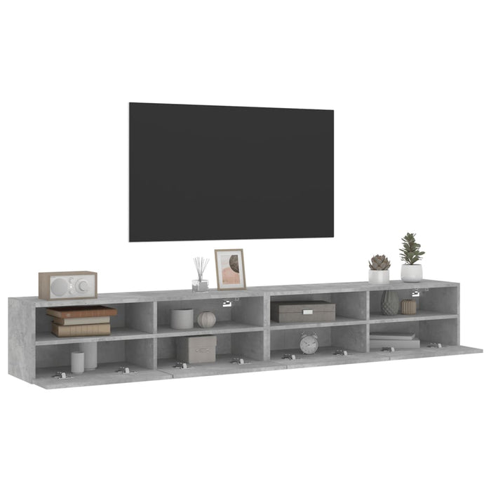 Comode TV de perete, 2 buc., gri beton, 100x30x30 cm, lemn - WALTI WALTI