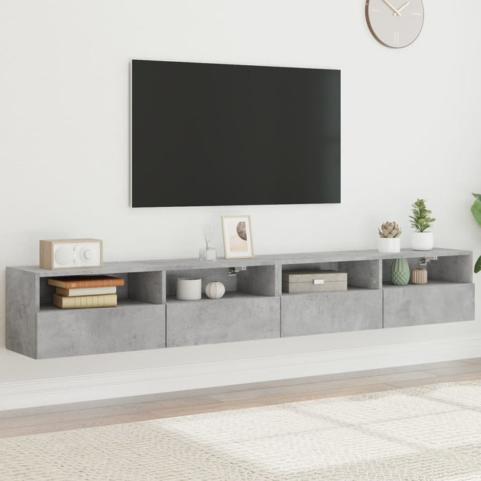 Comode TV de perete, 2 buc., gri beton, 100x30x30 cm, lemn - WALTI WALTI