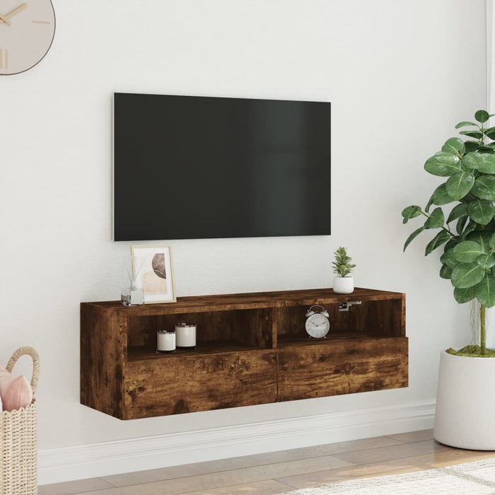 Comodă TV de perete, stejar fumuriu, 100x30x30cm,lemn prelucrat - WALTI WALTI
