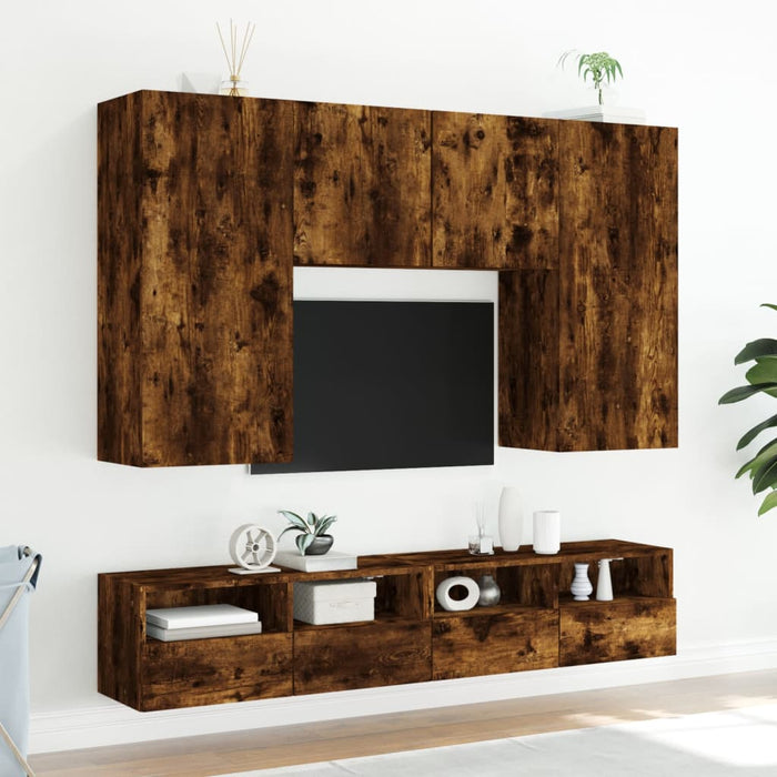 Comodă TV de perete, stejar fumuriu, 100x30x30cm,lemn prelucrat - WALTI WALTI