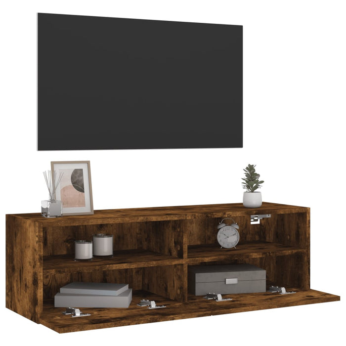 Comodă TV de perete, stejar fumuriu, 100x30x30cm,lemn prelucrat - WALTI WALTI