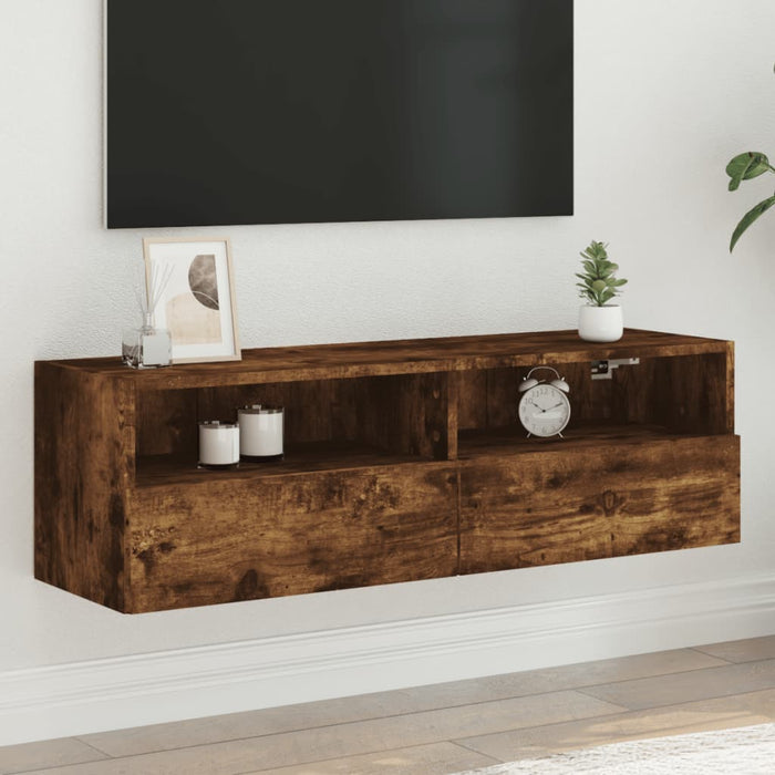 Comodă TV de perete, stejar fumuriu, 100x30x30cm,lemn prelucrat - WALTI WALTI