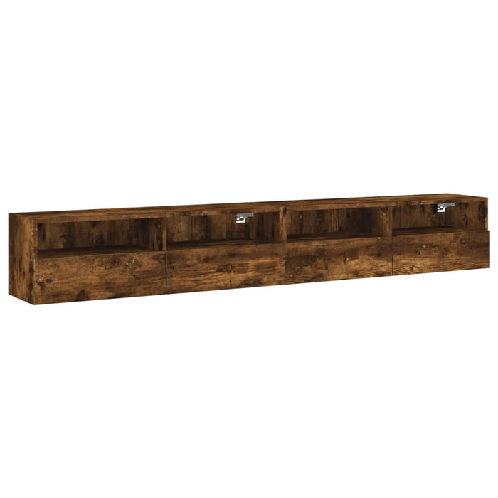 Dulapuri TV de perete 2 buc. stejar fumuriu 100x30x30 cm lemn - WALTI WALTI