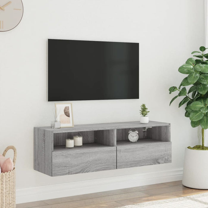 Comodă TV de perete, gri sonoma, 100x30x30 cm, lemn prelucrat - WALTI WALTI