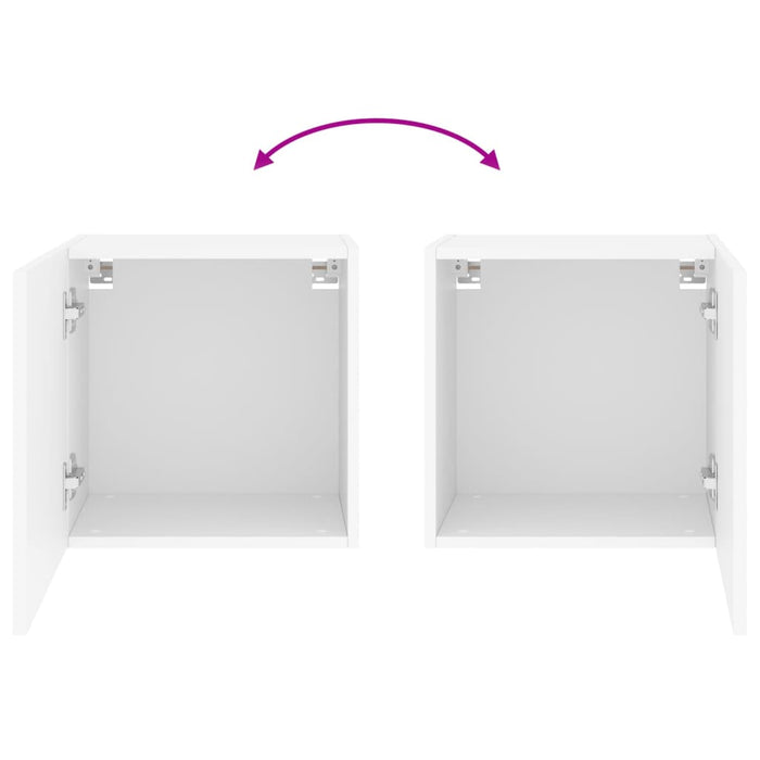 Comode TV de perete, 2 buc., alb, 40,5x30x40 cm, lemn prelucrat - WALTI WALTI