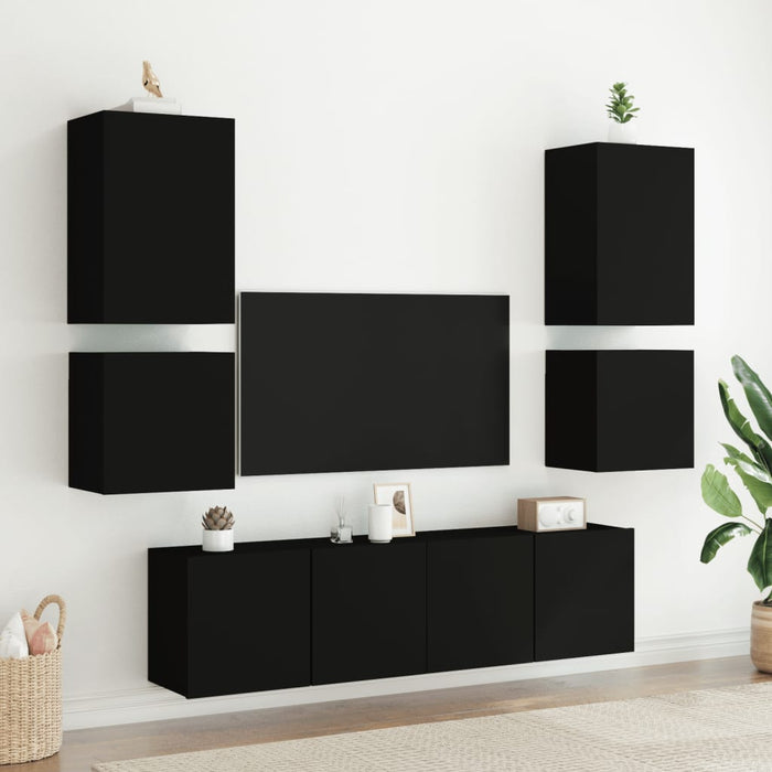 Comodă TV de perete, negru, 40,5x30x40 cm, lemn prelucrat WALTI