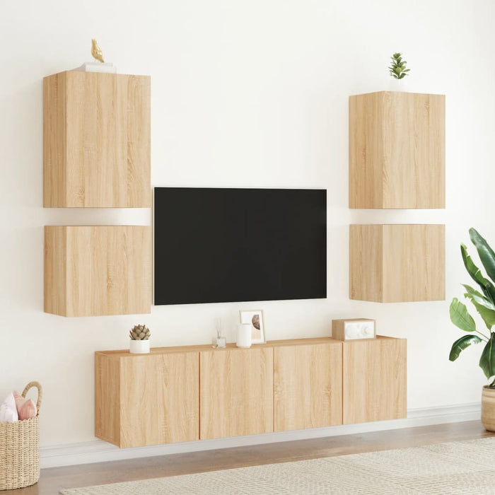 Comode TV de perete, 2 buc., stejar sonoma, 40,5x30x40 cm, lemn - WALTI WALTI