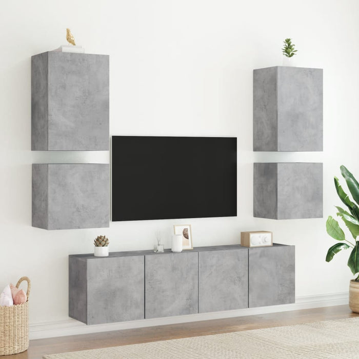 Comodă TV de perete, gri beton, 40,5x30x40 cm, lemn prelucrat - WALTI WALTI