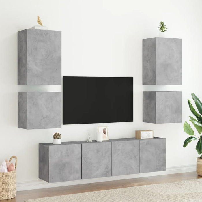 Comode TV de perete, 2 buc. gri beton, 40,5x30x40 cm, lemn - WALTI WALTI